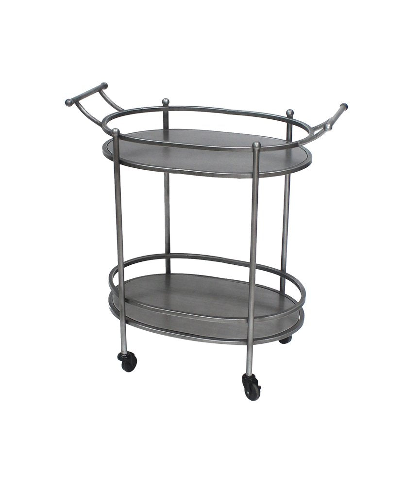 Bronze Antique Oval Service Cart - 15 X 28 X 31-inch