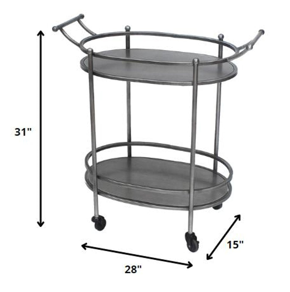Bronze Antique Oval Service Cart - 15 X 28 X 31-inch