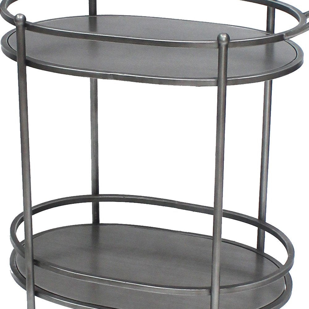 Bronze Antique Oval Service Cart - 15 X 28 X 31-inch