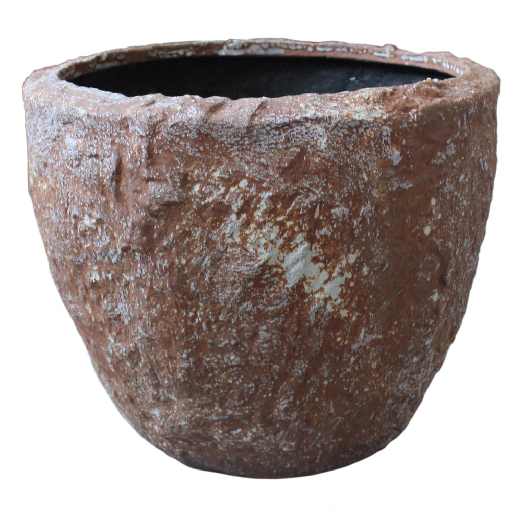 Set of Three 21 Brown Stone Indoor Outdoor Round Pot Planter