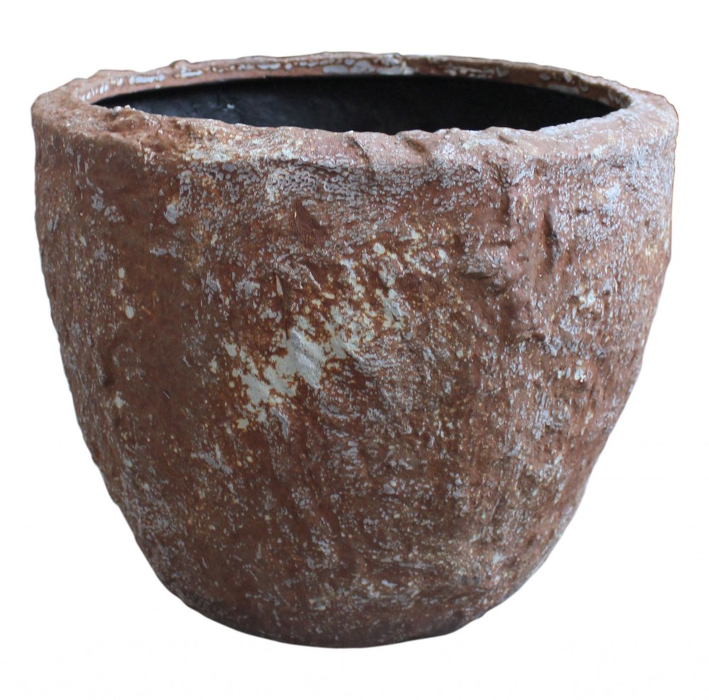 Set of Three 21 Brown Stone Indoor Outdoor Round Pot Planter