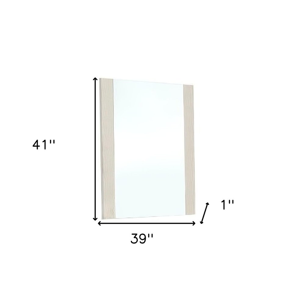 Beige Wood Framed Mounted Dresser Mirror - 41-inch