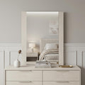 Beige Wood Framed Mounted Dresser Mirror - 41-inch