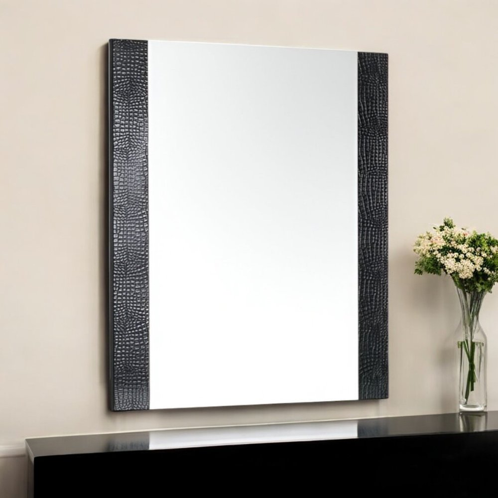 Beige Wood Framed Mounted Dresser Mirror - 41-inch