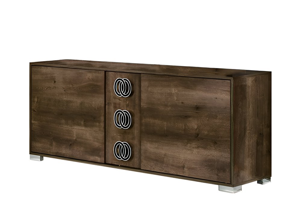 Brown Wood Three Drawer Double Dresser - 66-inch