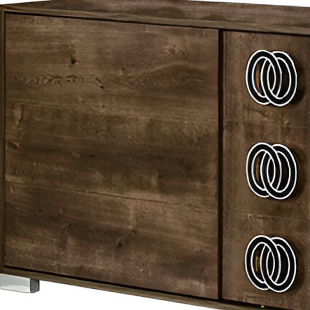 Brown Wood Three Drawer Double Dresser - 66-inch