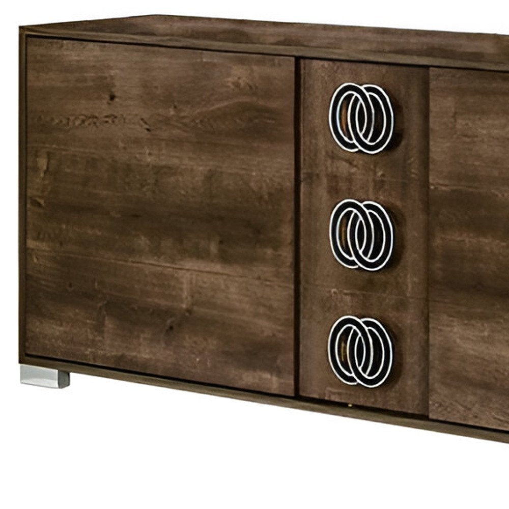 Brown Wood Three Drawer Double Dresser - 66-inch