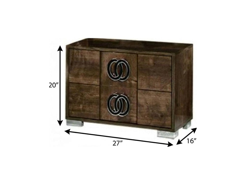 Walnut Wood Nightstand - 20-inch