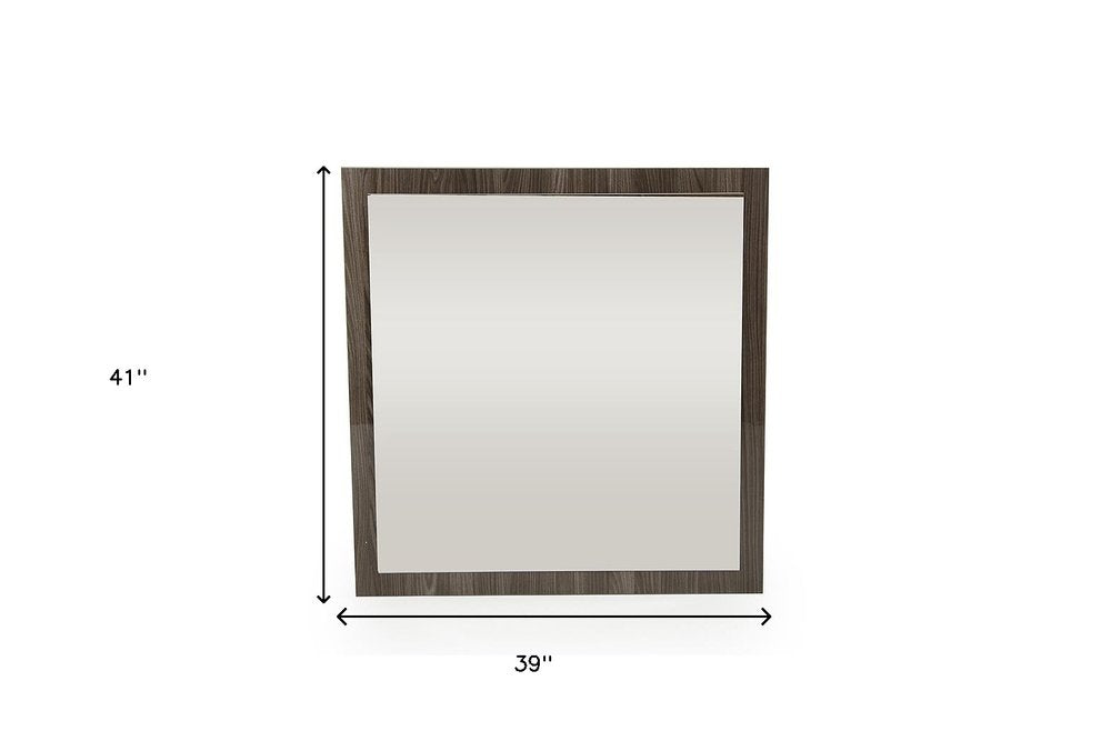 Gray Square Wood Framed Accent Mirror - 41-inch