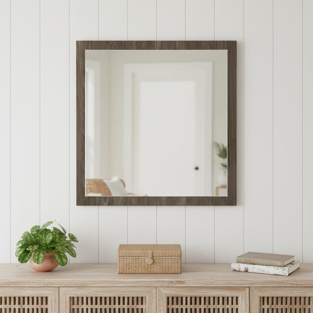 Gray Square Wood Framed Accent Mirror - 41-inch