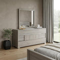Gray Wood Three Drawer Double Dresser - 66-inch