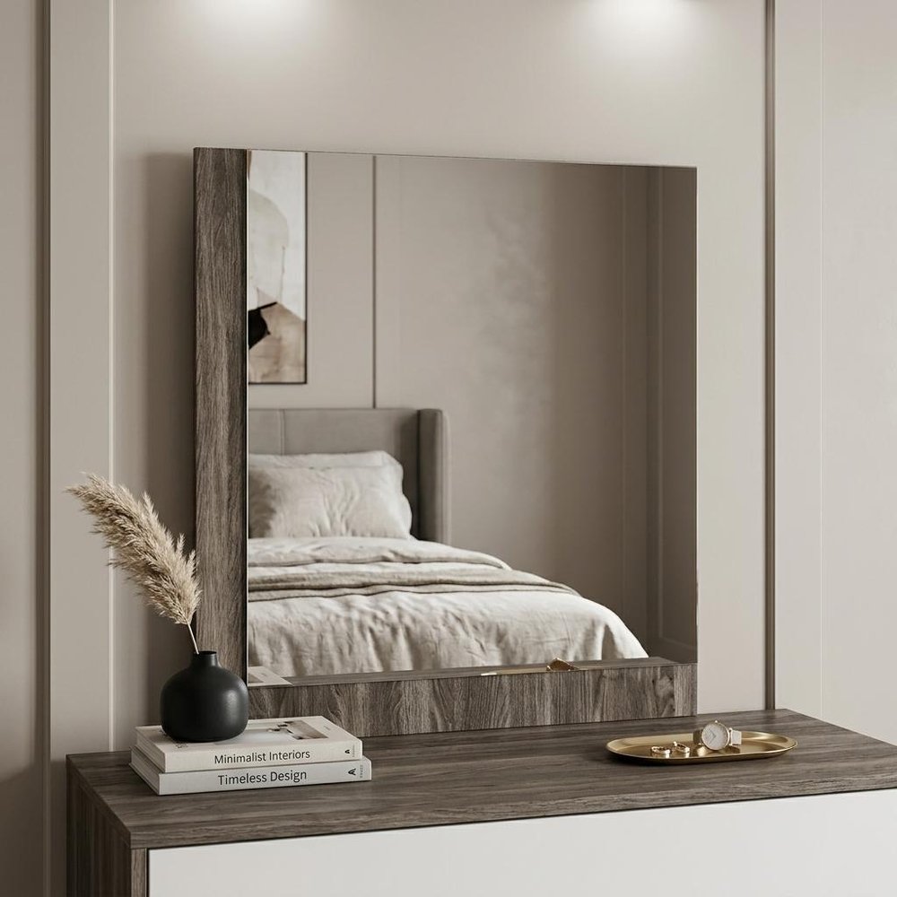 Ebony Wood Framed Mounted Dresser Mirror - 41-inch