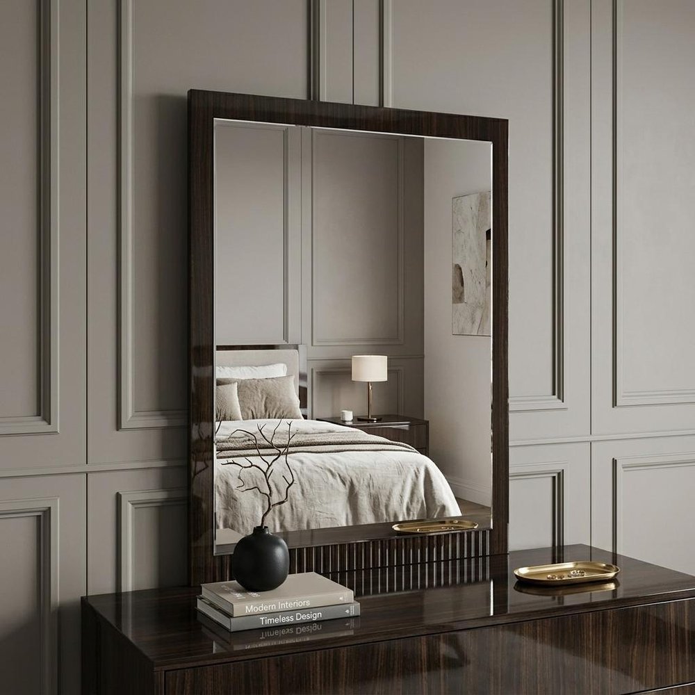 Ebony Wood Framed Mounted Dresser Mirror - 41-inch