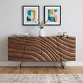 Natural Brown Solid Wood Sideboard with Four Doors - 71-inch