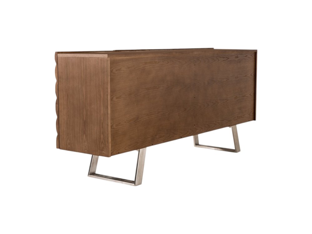 Natural Brown Solid Wood Sideboard with Four Doors - 71-inch