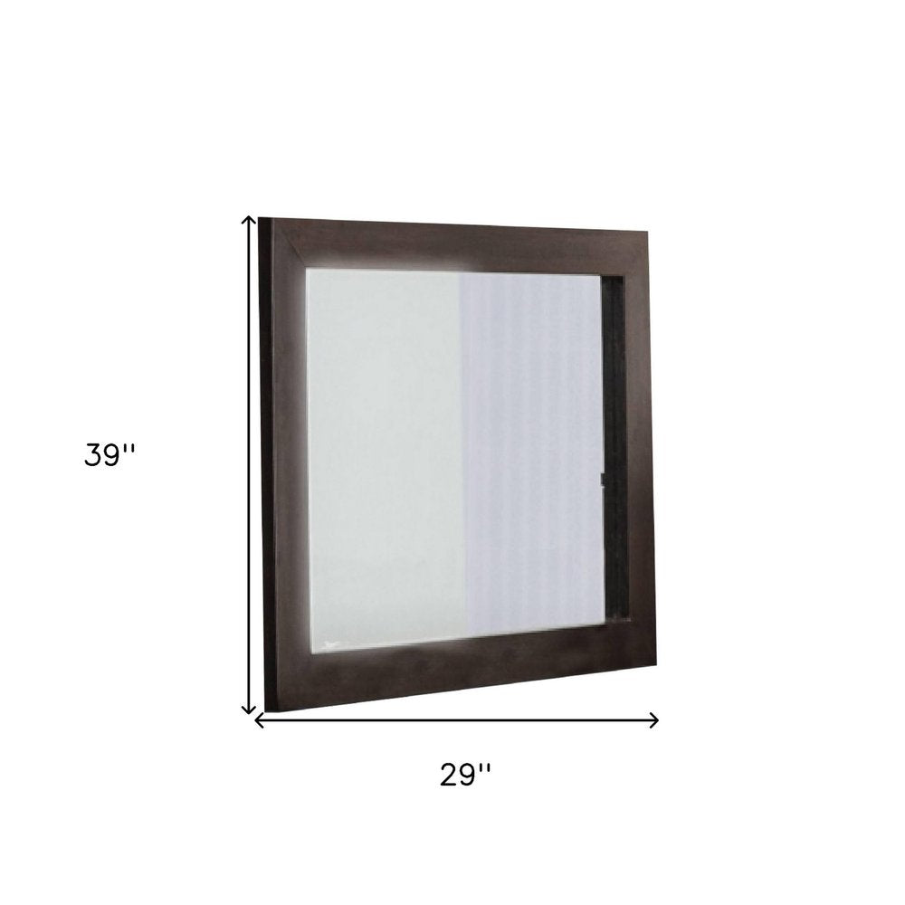 Ebony Square Wood Framed Dresser Mirror - 39-inch