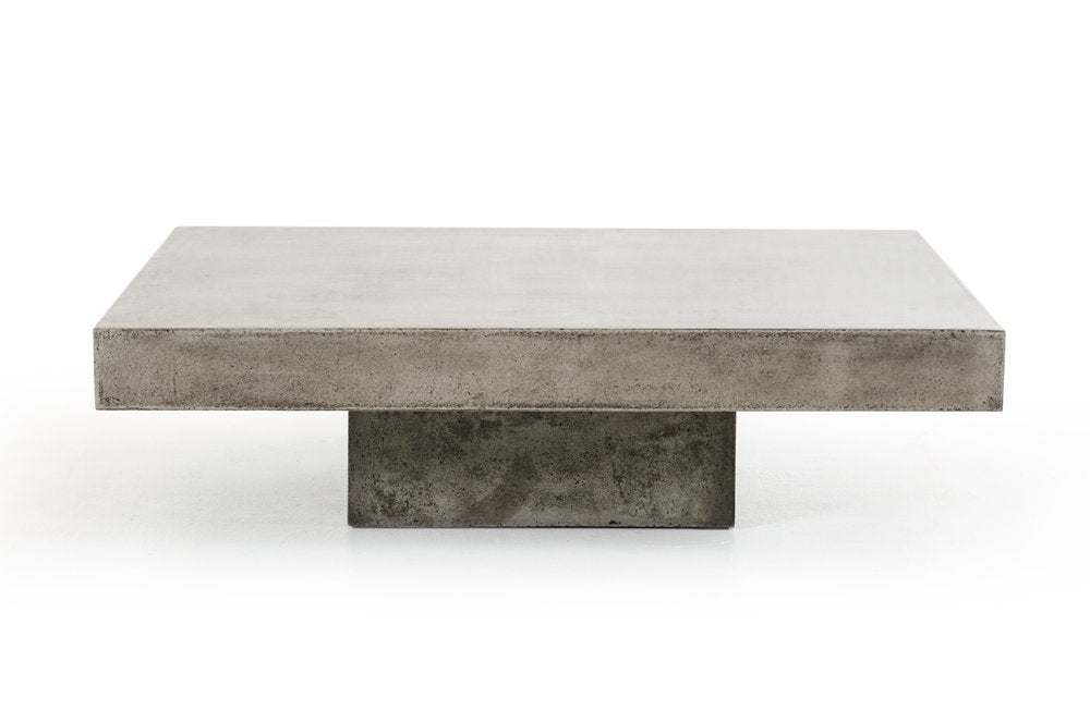 Gray and Dark Gray Concrete Square Block Coffee Table - 43-inch