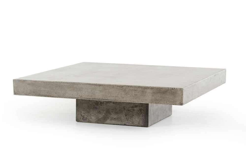 Gray and Dark Gray Concrete Square Block Coffee Table - 43-inch