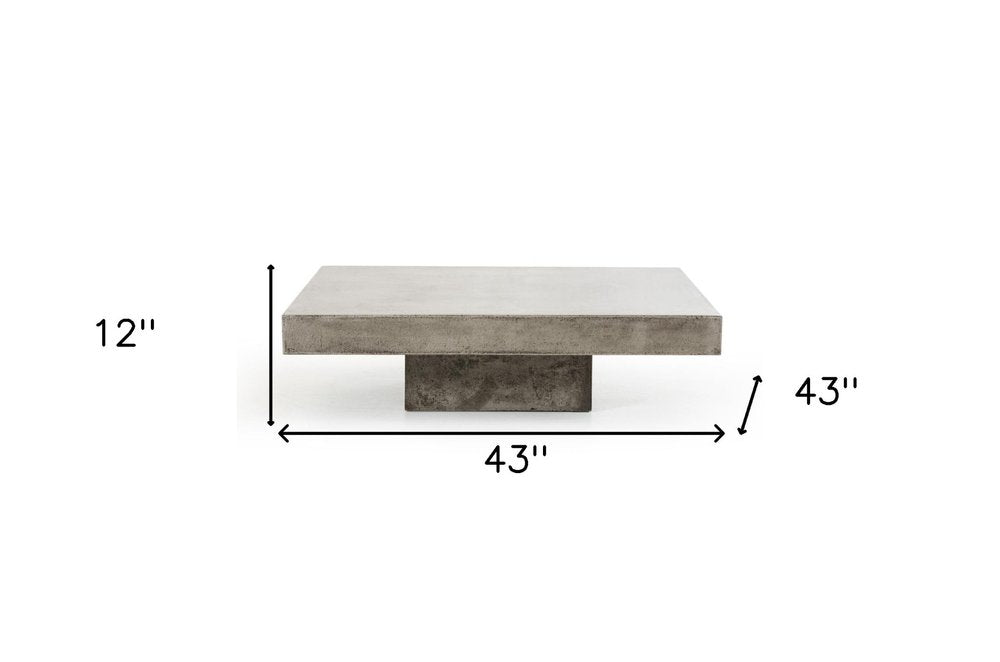Gray and Dark Gray Concrete Square Block Coffee Table - 43-inch