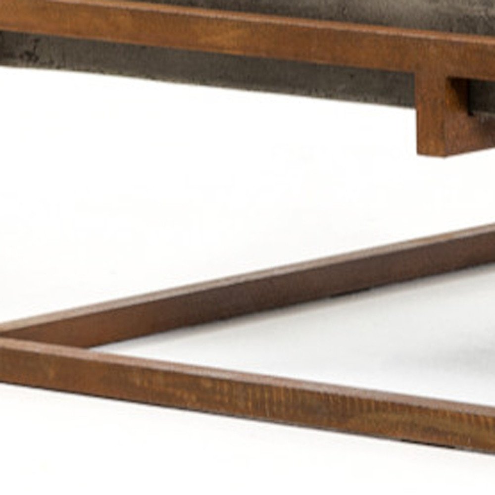 Dark Gray and Rust Concrete and Iron Square Abstract Coffee Table