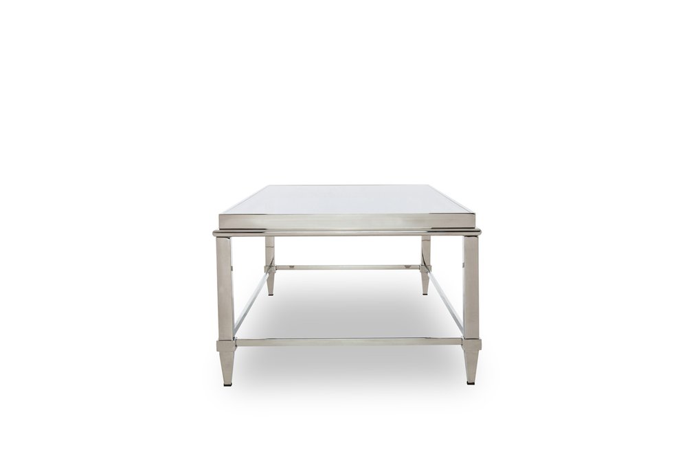 Clear and Silver Glass and Steel Coffee Table - 55-inch