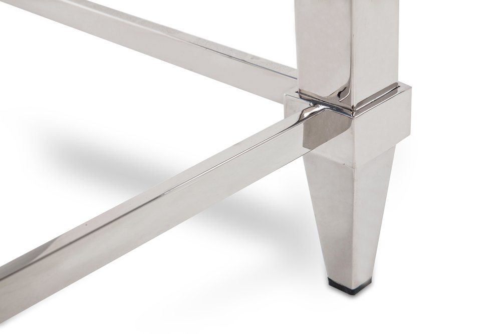 Clear and Silver Glass and Steel Coffee Table - 55-inch
