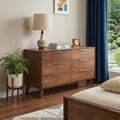 Brown Wood Six Drawer Double Dresser - 51-inch