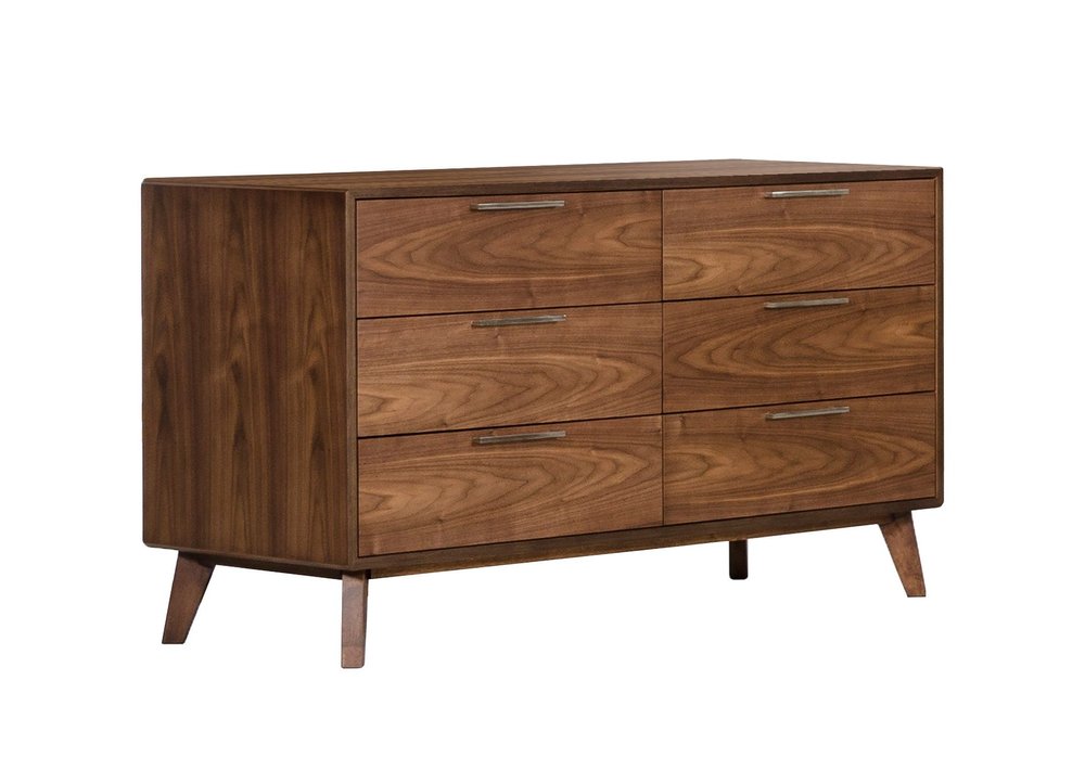 Brown Wood Six Drawer Double Dresser - 51-inch