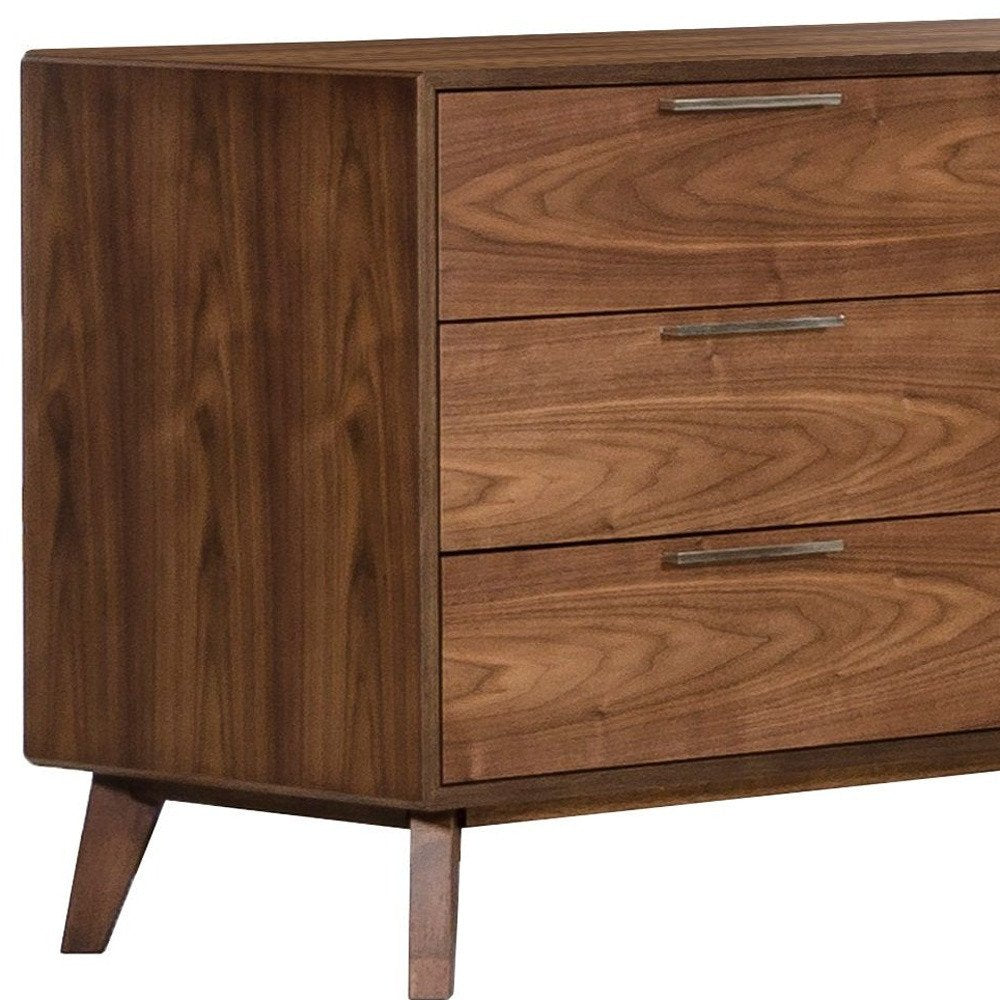 Brown Wood Six Drawer Double Dresser - 51-inch