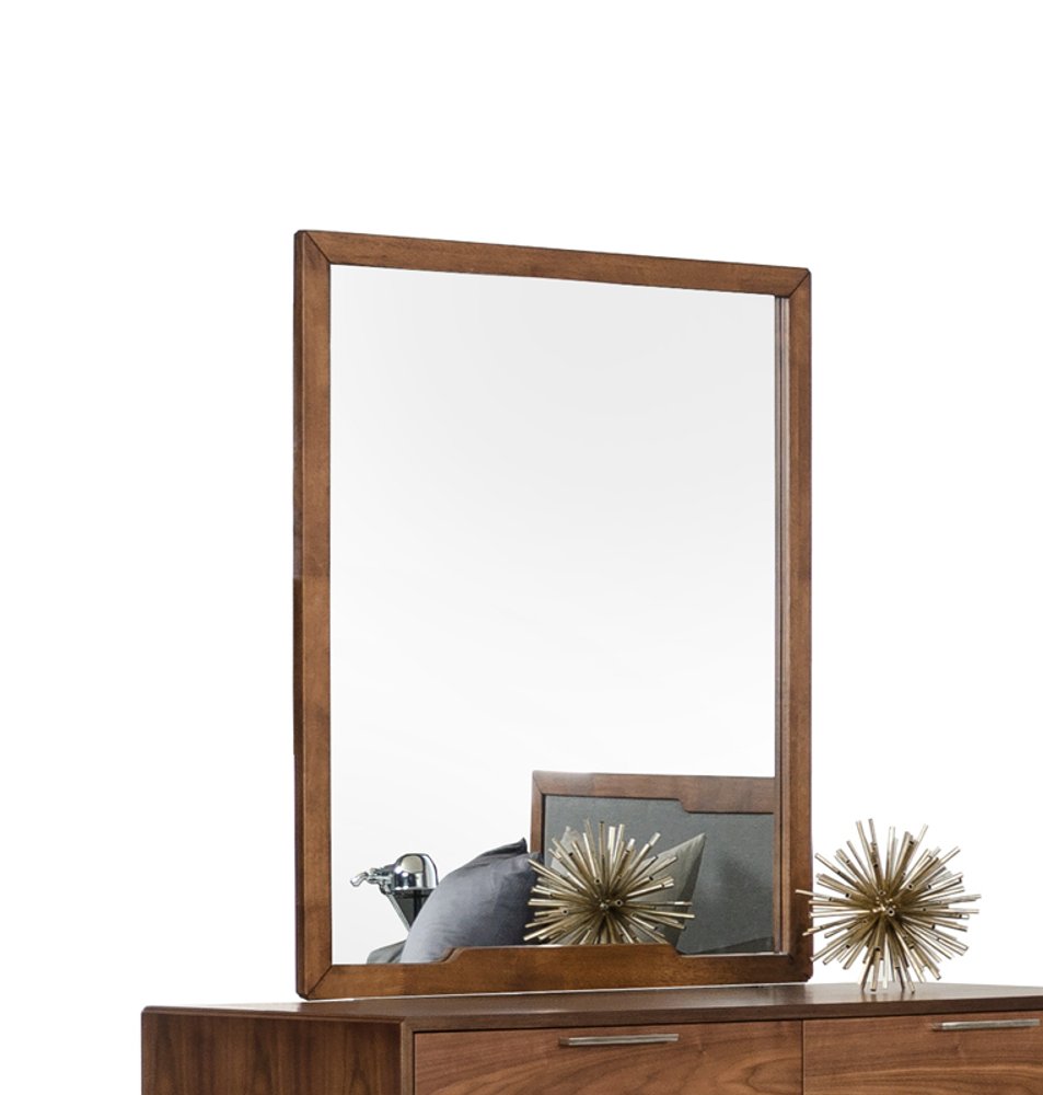 Brown Wood Framed Mounted Dresser Mirror - 40-inch