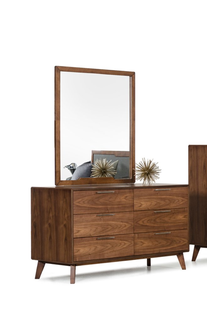 Brown Wood Framed Mounted Dresser Mirror - 40-inch