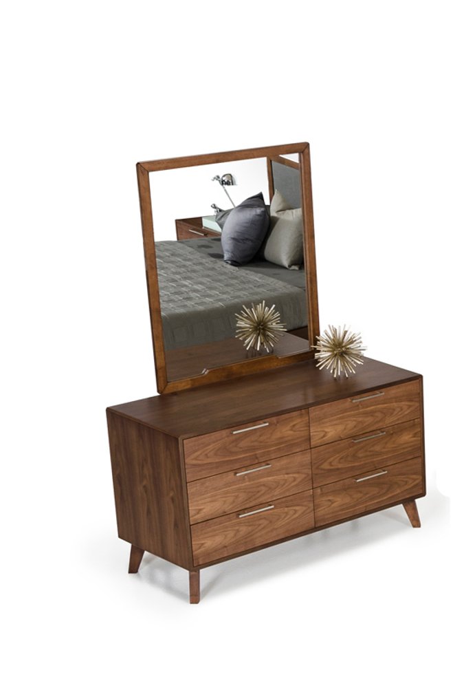 Brown Wood Framed Mounted Dresser Mirror - 40-inch