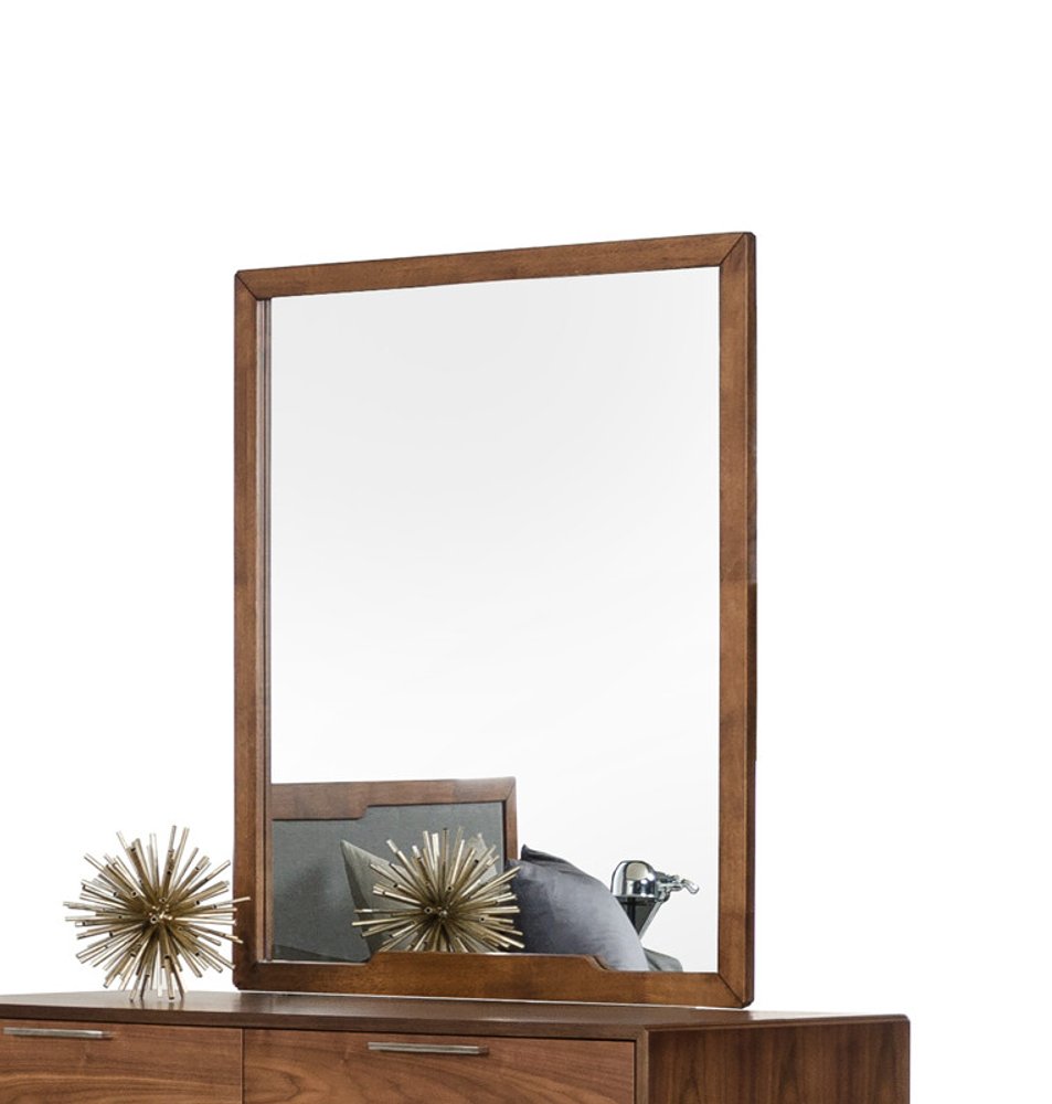 Brown Wood Framed Mounted Dresser Mirror - 40-inch