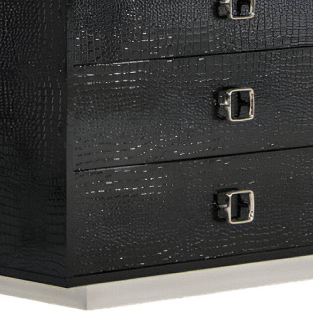 Black Wood Six Drawer Double Dresser - 63-inch