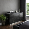 Black Wood Six Drawer Double Dresser - 63-inch