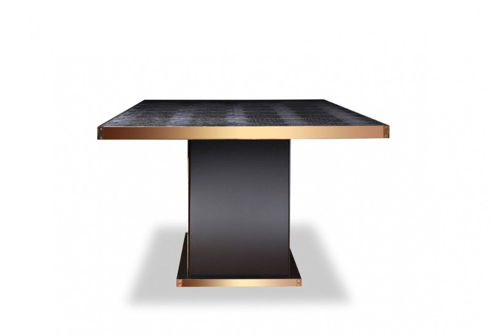 Black and Gold Wood Pedestal Base Dining Table - 95-inch
