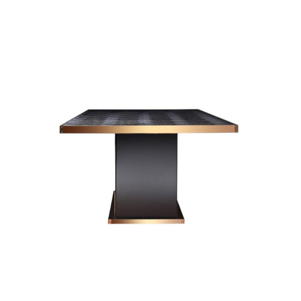 Black and Gold Wood Pedestal Base Dining Table - 95-inch
