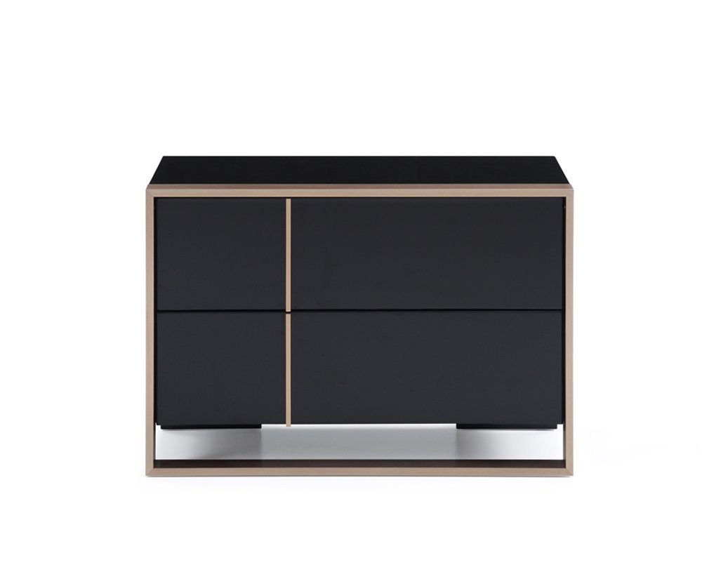 Black Wood Two Drawer Nightstand - 20-inch