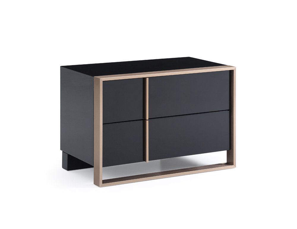 Black Wood Two Drawer Nightstand - 20-inch