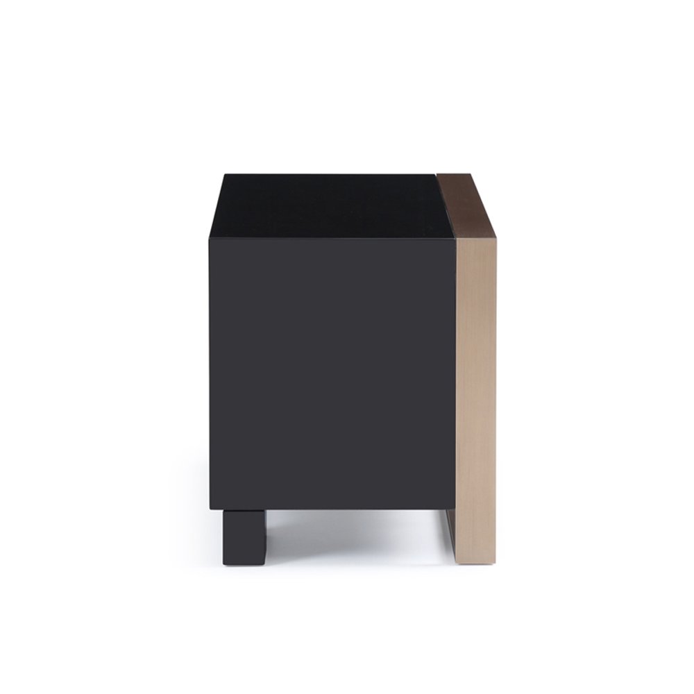 Black Wood Two Drawer Nightstand - 20-inch