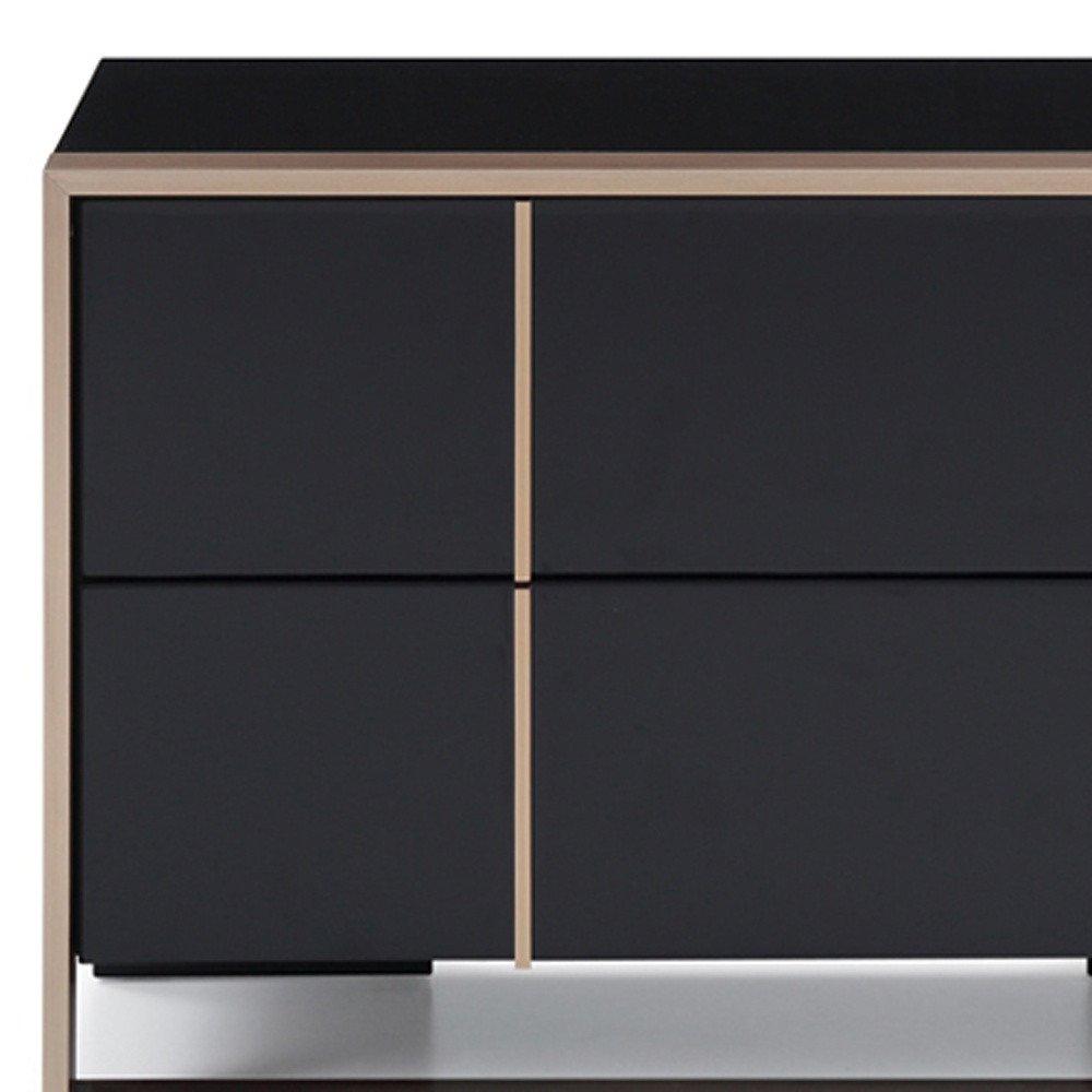 Black Wood Two Drawer Nightstand - 20-inch