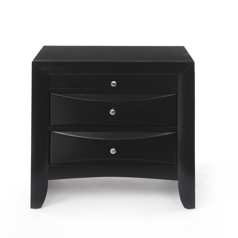 Dark Brown Solid Wood Three Drawer Nightstand - 25-inch