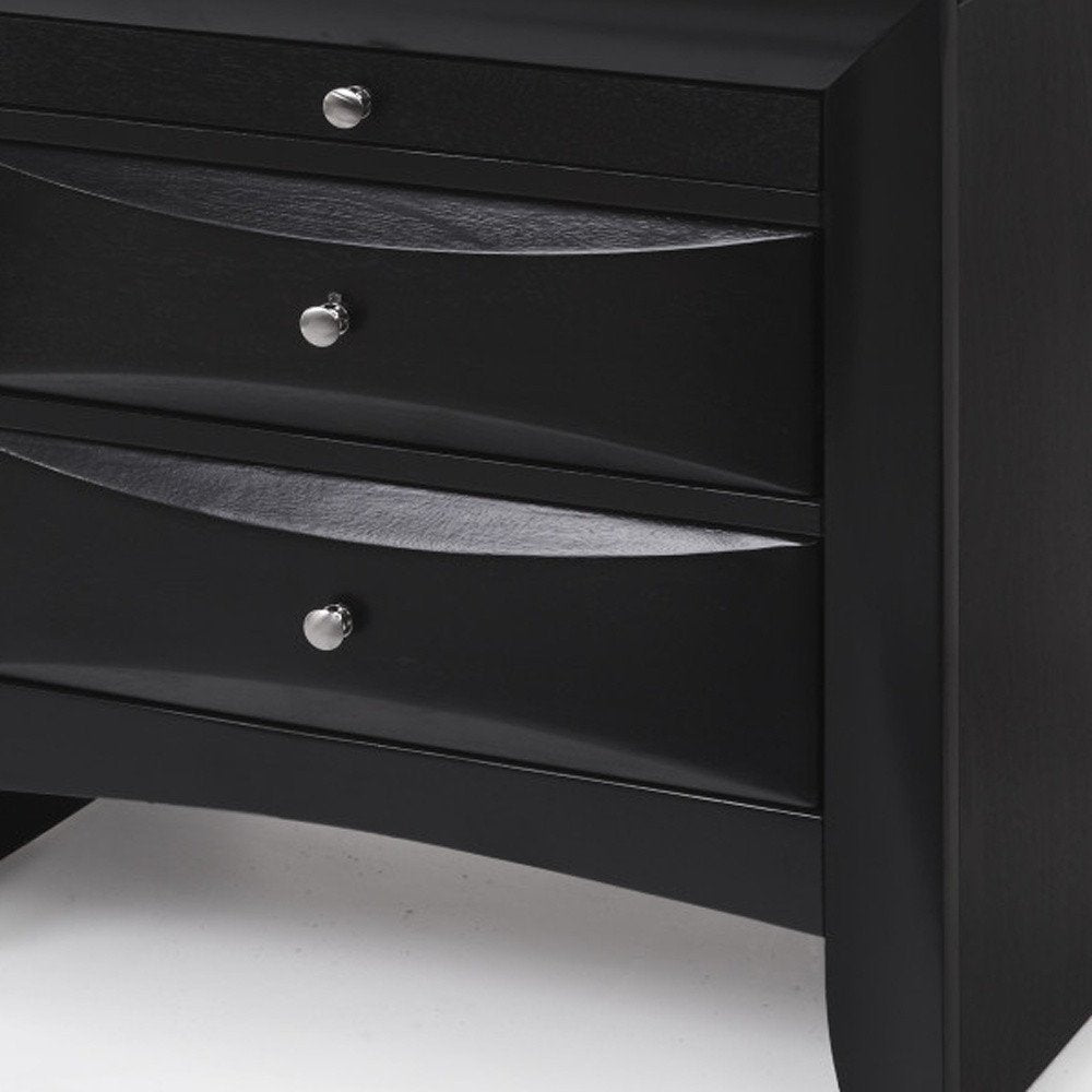 Dark Brown Solid Wood Three Drawer Nightstand - 25-inch