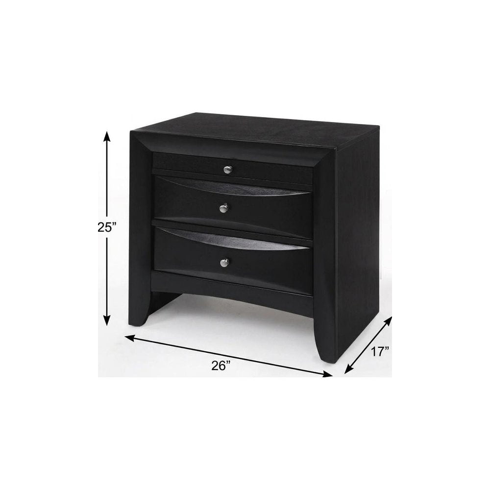 Dark Brown Solid Wood Three Drawer Nightstand - 25-inch