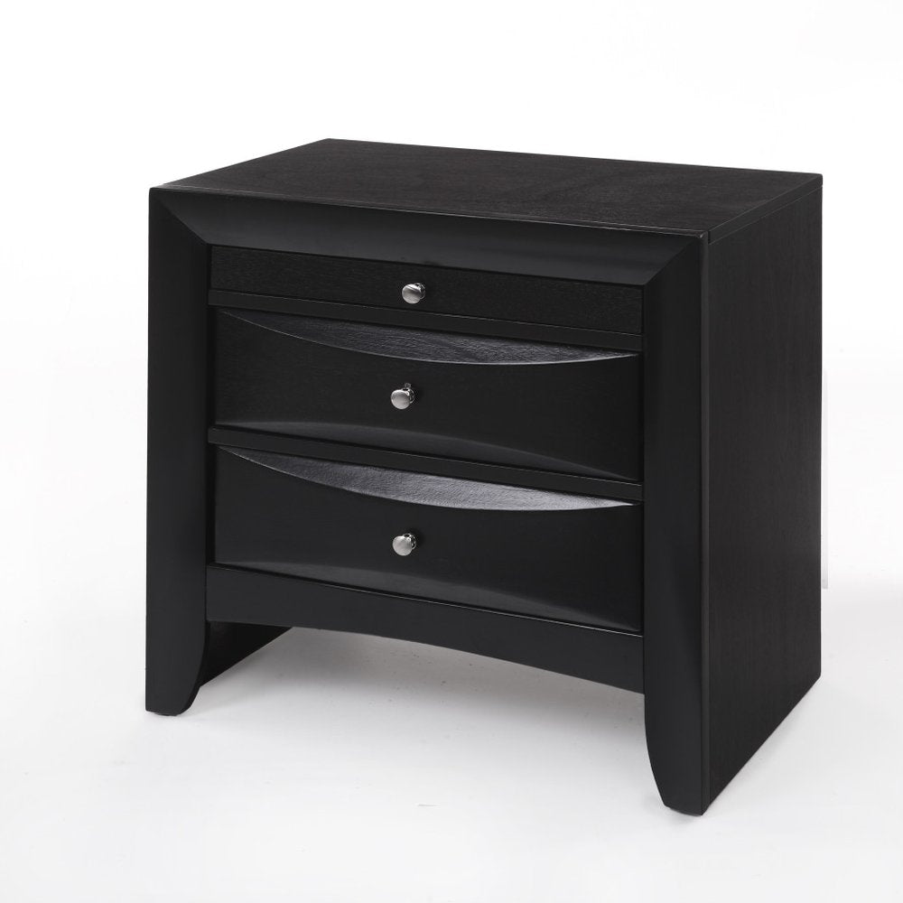 Dark Brown Solid Wood Three Drawer Nightstand - 25-inch
