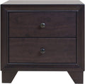 Espresso Two Drawers Solid Wood Nightstand - 22-inch