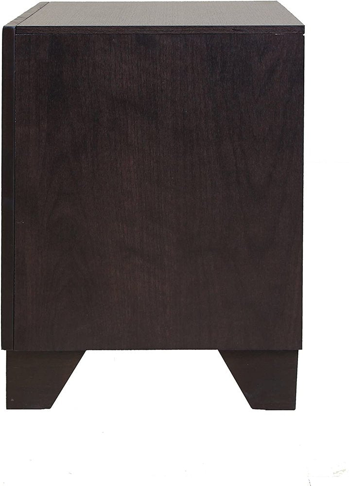 Espresso Two Drawers Solid Wood Nightstand - 22-inch