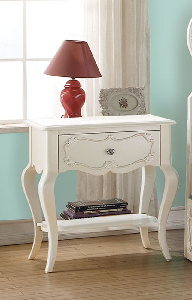 Solid Wood and Mirrored Glass Nightstand - 26-inch
