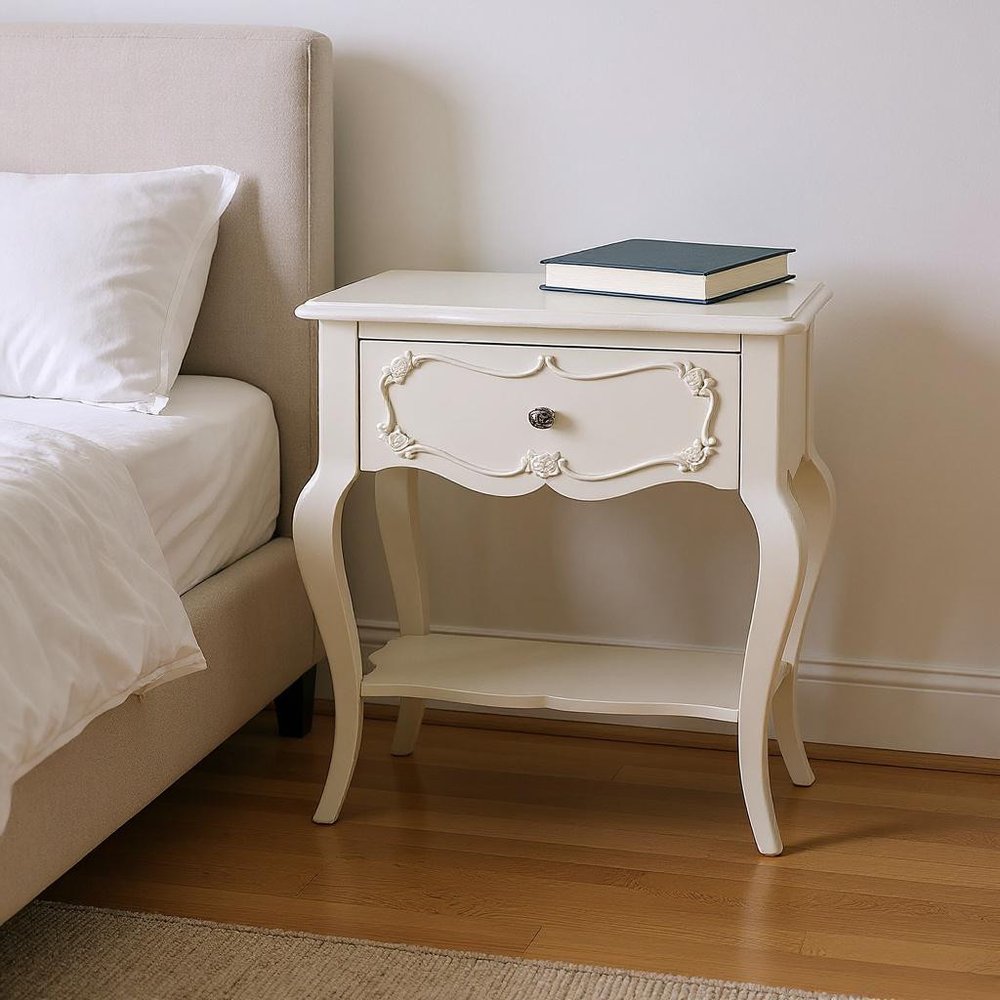 Solid Wood and Mirrored Glass Nightstand - 26-inch