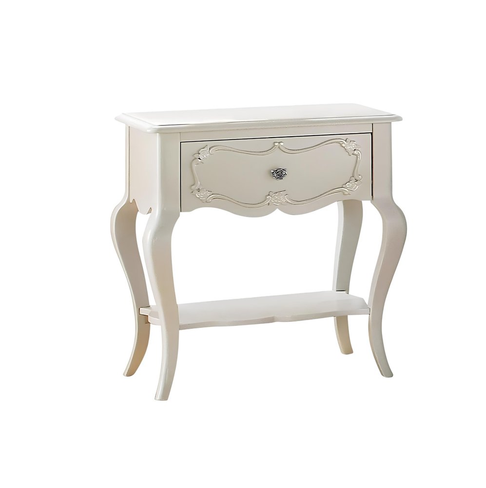 Solid Wood and Mirrored Glass Nightstand - 26-inch